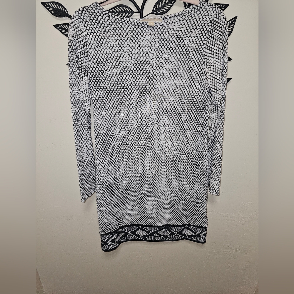 Michael Kors‎ Black and White Long Sleeve Dress